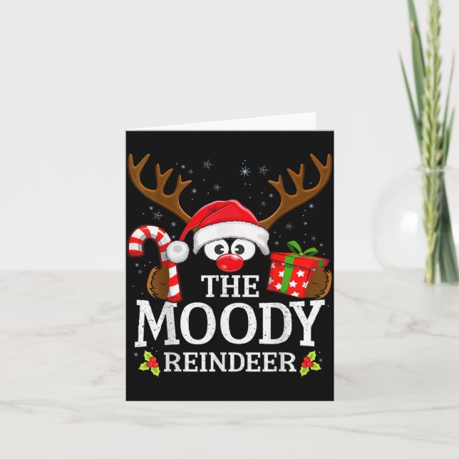 Cartão Christmas Matching The Moody Reindeer Family  (Frente)
