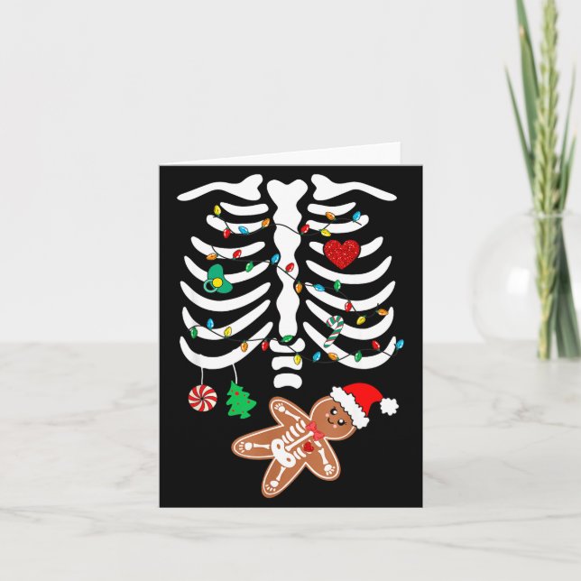 Cartão Christmas Maternity Pregnancy Gingerbread Skeleton (Frente)