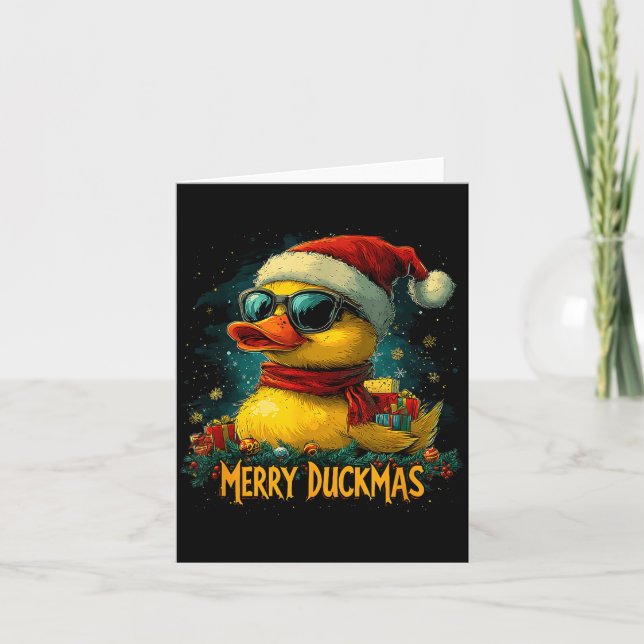 Cartão Christmas Merry Duckmas Funny Quackmas Pajama Duck (Frente)