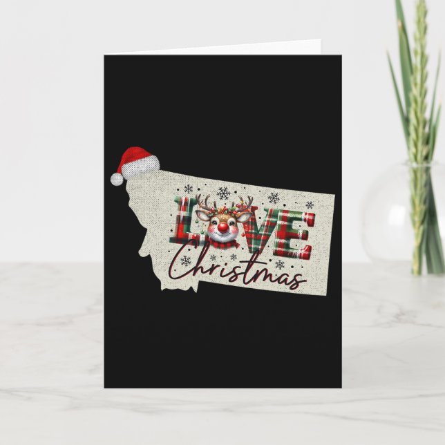 Cartão Christmas Montana Xmas State Map Montana Christmas (Frente)