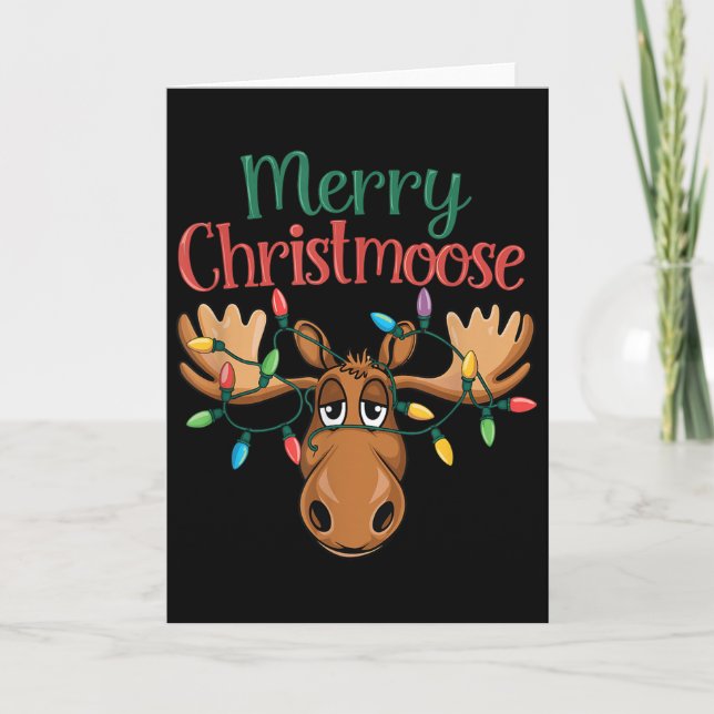 Cartão Christmas Moose Merry Christmoose Men Women  (Frente)