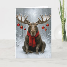 Cartão Christmas Moose With Holiday Ornaments