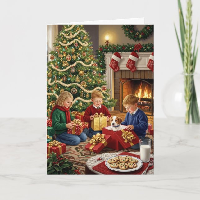 Cartão Christmas Morning Magic – Traditional Holiday Card (Frente)