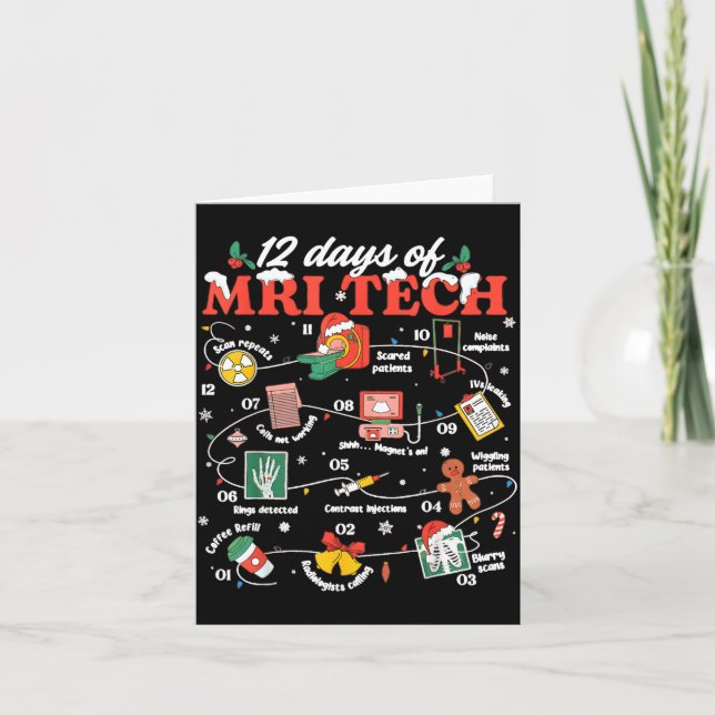 Cartão Christmas Mri Tech 12 Days Of Mri Technician New M (Frente)