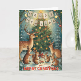 Cartão Christmas New Year Woodland Greeting Card