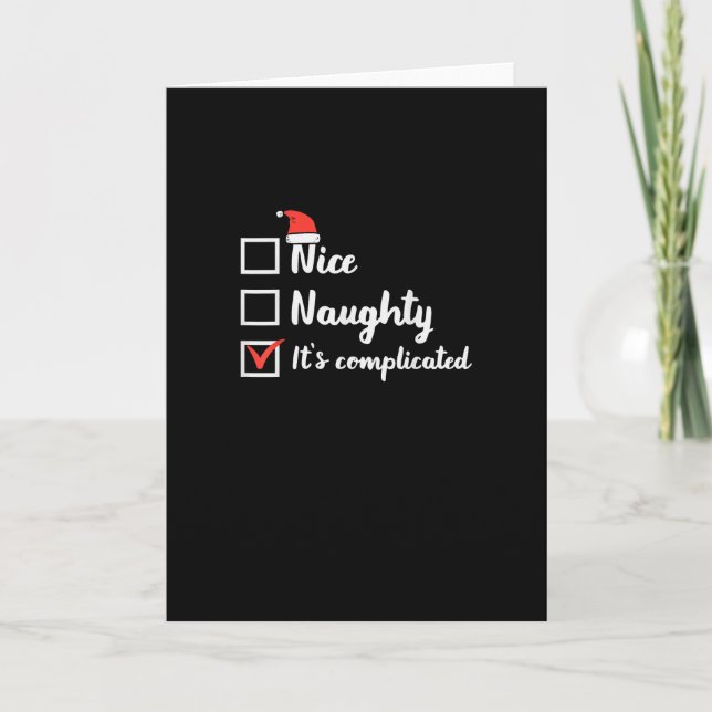 Cartão Christmas Nice Naughty Its Complicated (Frente)