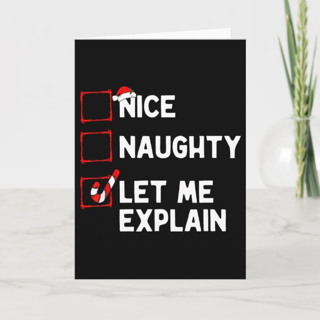 Cartão Christmas Nice Naughty Let Me Explain Funny Xmas M (Frente)