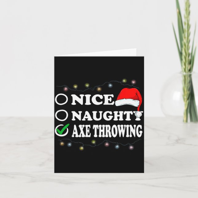 Cartão Christmas Nice Or Naughty Or Axe Throwing Pajama  (Frente)