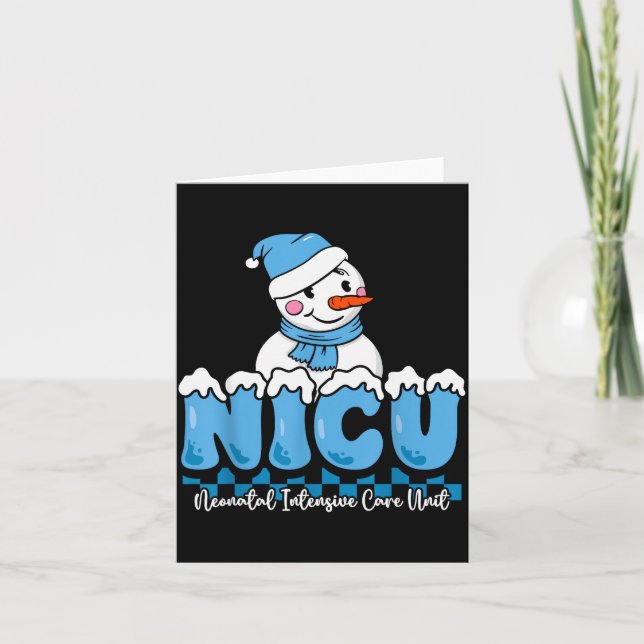 Cartão Christmas Nicu Snowman Neonatal Icu Nurse Squad Nu (Frente)