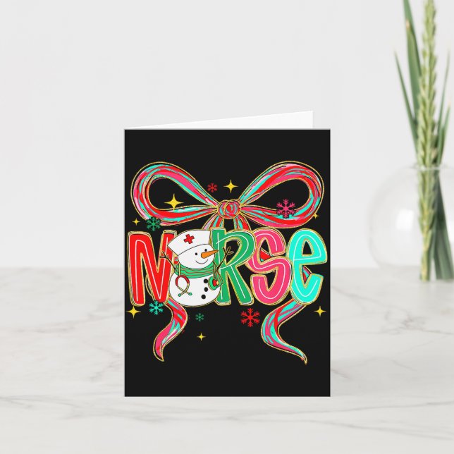 Cartão Christmas Nurse Snowman Xmas Pajamas Rn Icu Nicu E (Frente)