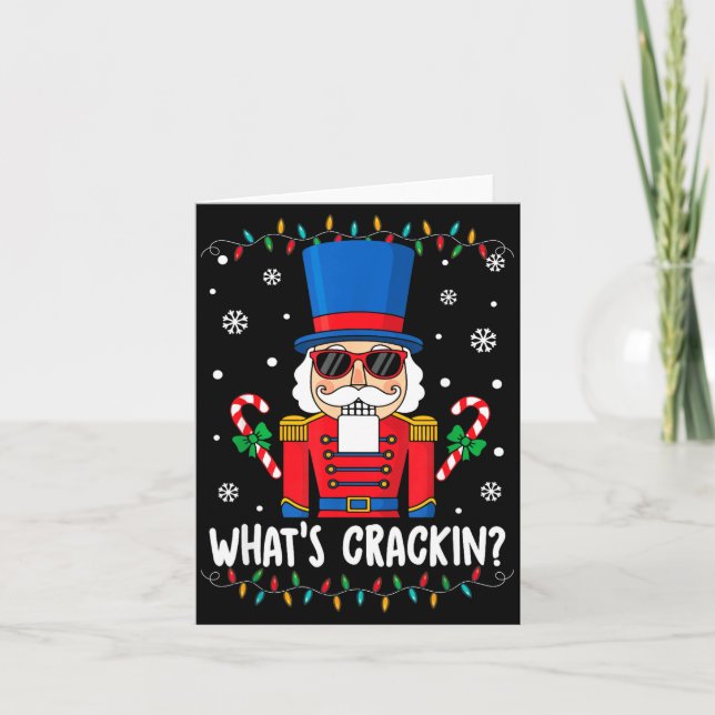 Cartão Christmas Nutcracker Whats Crackin Funny Xmas Men  (Frente)