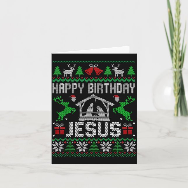 Cartão Christmas Outfit Happy Birthday Jesus Holiday Ugly (Frente)
