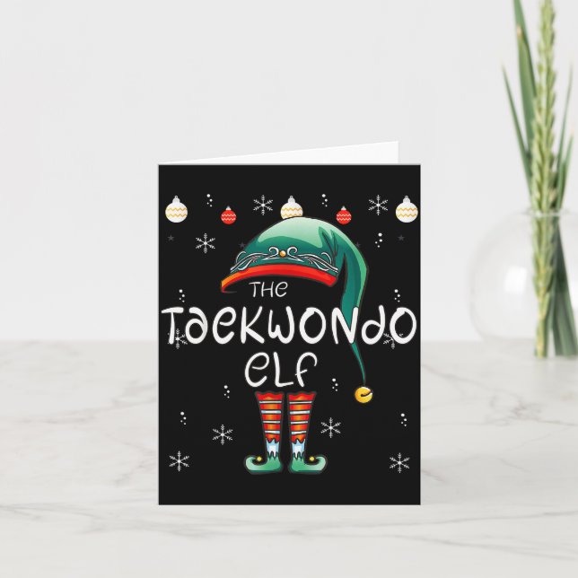 Cartão Christmas Pajama _ The Taekwondo Elf  (Frente)