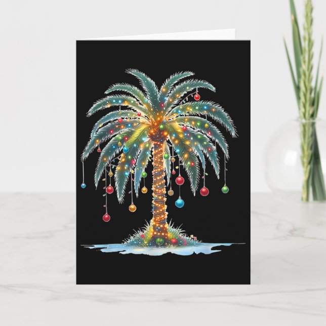 Cartão Christmas Palm Tree Light Hawaiian Tropical Xmas 2 (Frente)