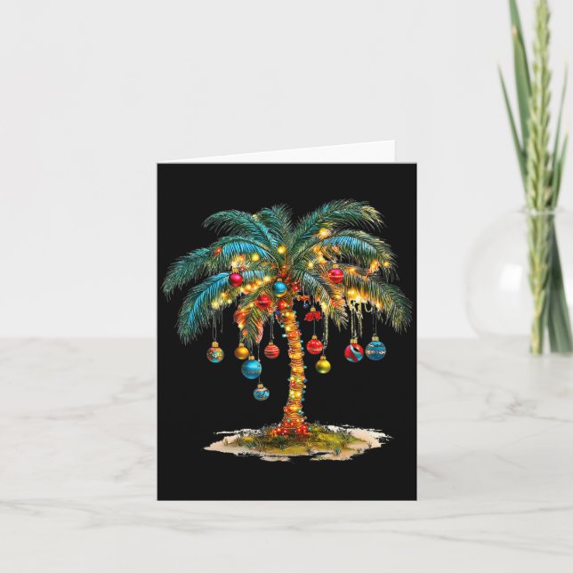 Cartão Christmas Palm Tree Women Funny Hawaiian Beach Tro (Frente)