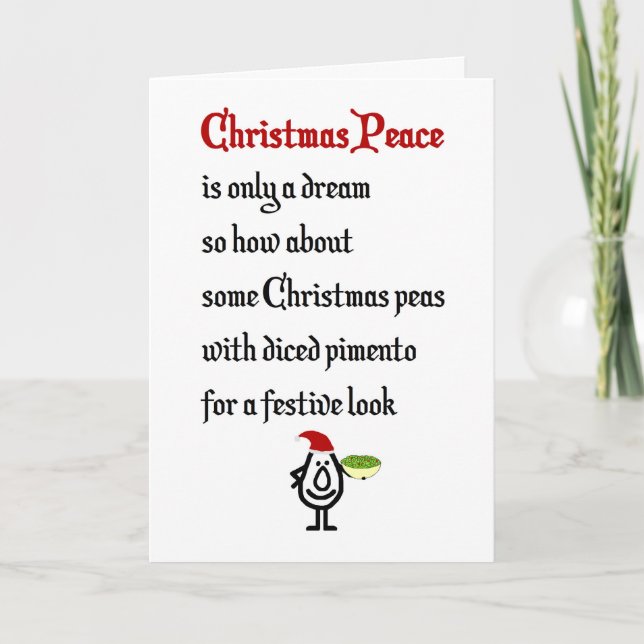 Cartão Christmas Peace, A Funny Merry Christmas Poem (Frente)