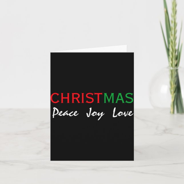 Cartão Christmas Peace Joy Love Tygraphy T Shirt  (Frente)