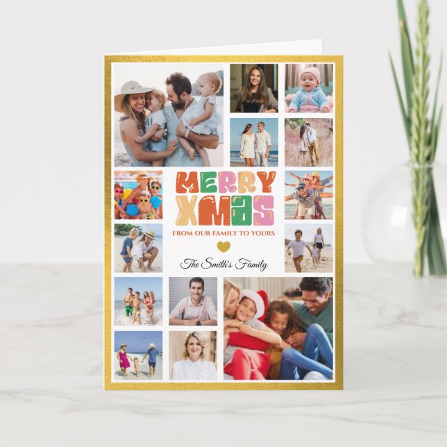 Cartão Christmas Photo Card With Golden Border (Frente)