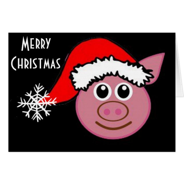 CARTÃO CHRISTMAS PIGGGY EMOGI DIZ "NATAL DE MERRY" (Frente Horizontal)