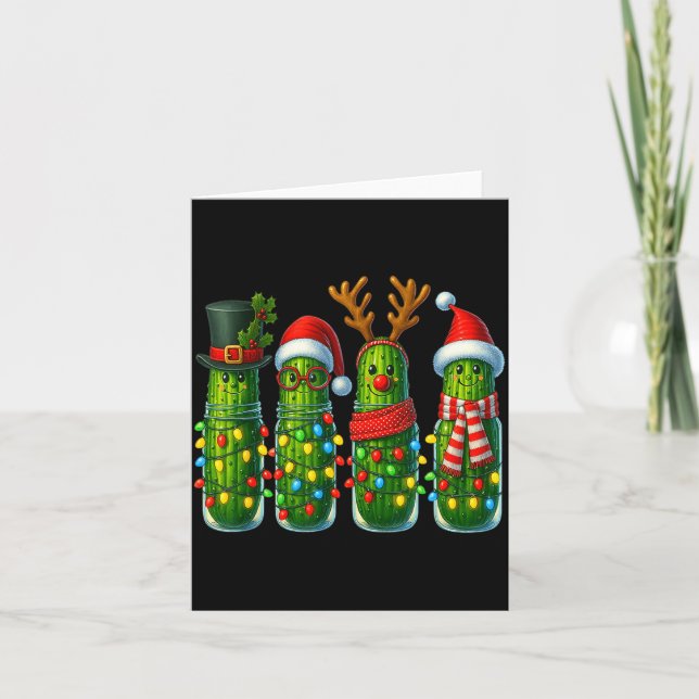 Cartão Christmas Pun Ckle Lights Funny Vegetable Holiday  (Frente)