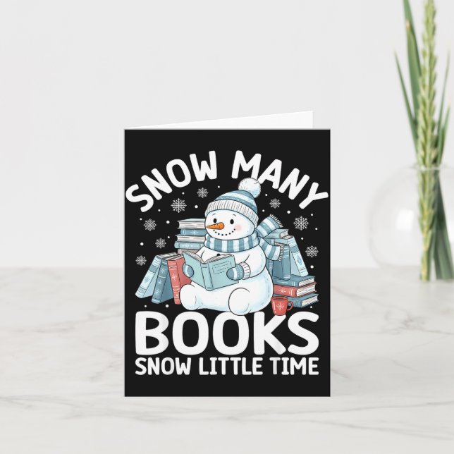 Cartão Christmas Reading Snowman So Many Books Men Women  (Frente)