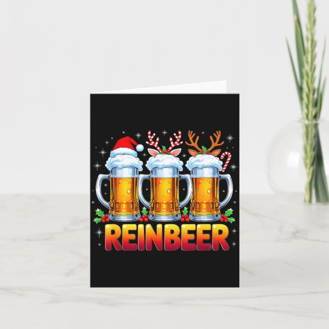 Cartão Christmas Santa Beer Lovers Funny Drinking Trend N (Frente)