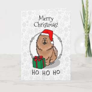 Cartão Christmas Santa Chow Chow Dog (cinnamon) Cute