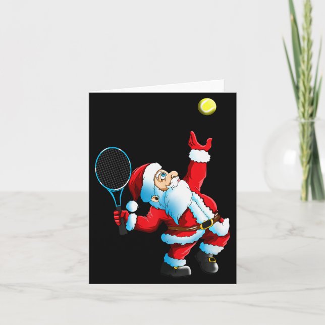 Cartão Christmas Santa Claus Tennis Game Tennis Racket  (Frente)