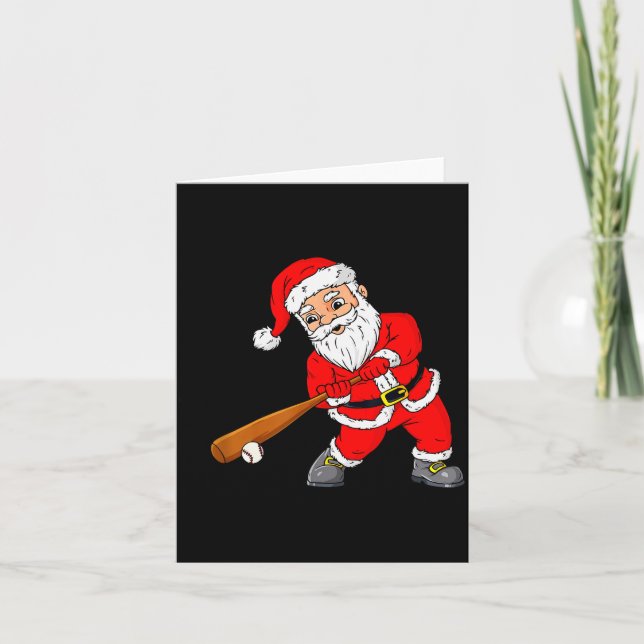 Cartão Christmas Santa Claus With Baseball Bat Boys Kids  (Frente)