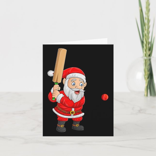Cartão Christmas Santa Playing Cricket Xmas Funny Srts Pl (Frente)