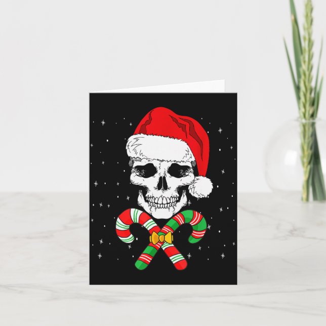 Cartão Christmas Santa Skull Xmas Candy Skull Wearing San (Frente)