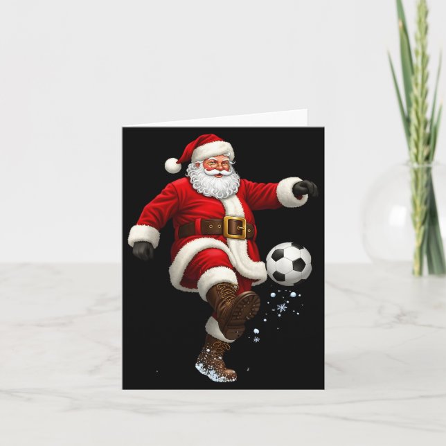 Cartão Christmas Santa Soccer Player Football Festive Mer (Frente)