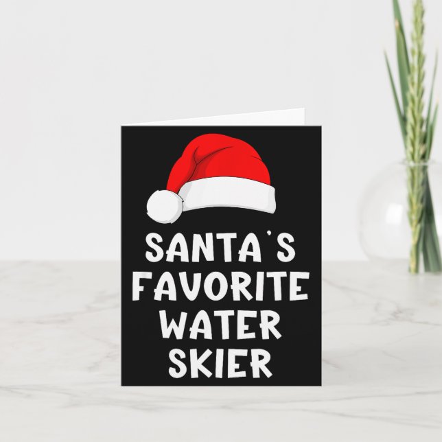 Cartão Christmas Santa's Favorite Water Skier Skiing Ski  (Frente)