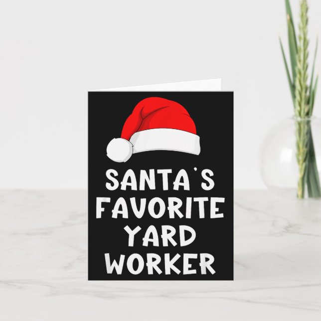 Cartão Christmas Santa's Favorite Yard Worker Funny Pajam (Frente)