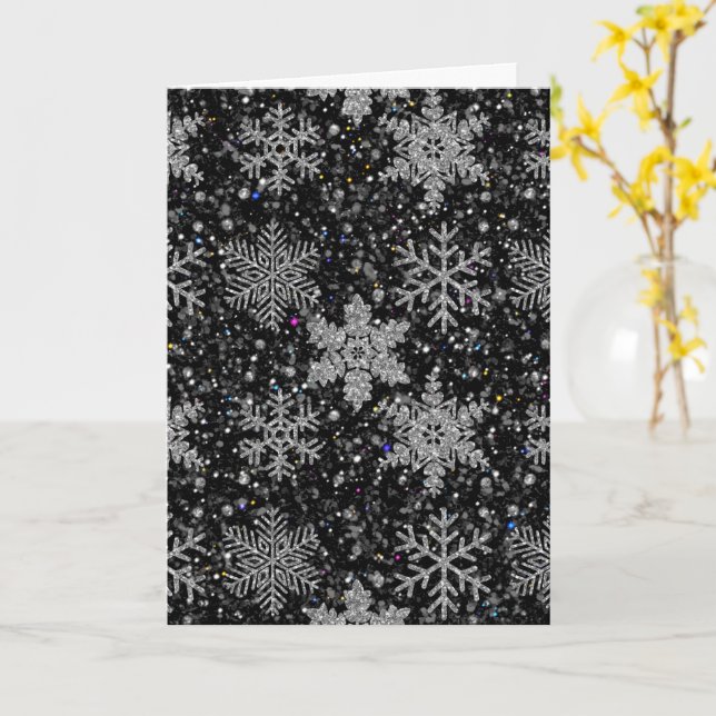 Cartão Christmas silver sparkle snow flakes (Flor Amarela)