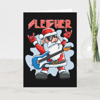 Cartão Christmas Sleigher Santa Rock Xmas Rocker Men Wome