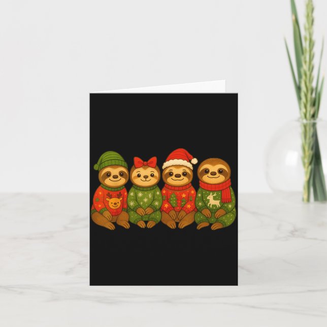 Cartão Christmas Sloth Matching Family Xmas Pajama Men Wo (Frente)