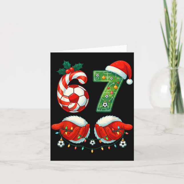 Cartão Christmas Soccer Drip Number 67 Boys Soccer Player (Frente)