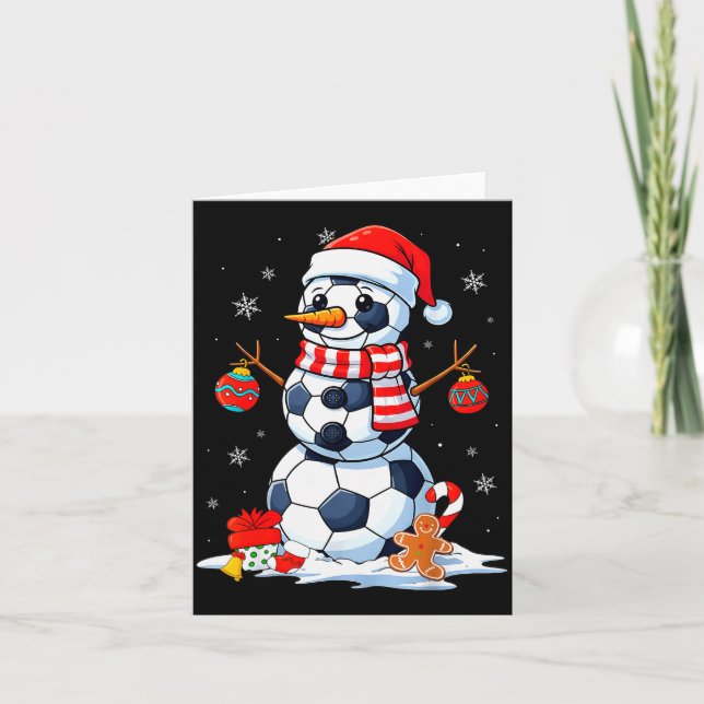 Cartão Christmas Soccer Funny Snowman Men Boys Kids  (Frente)