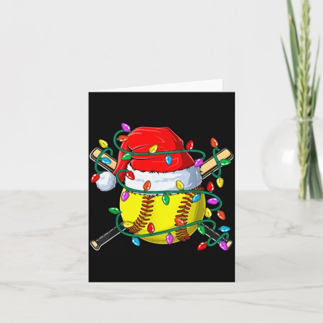 Cartão Christmas Softball Xmas Santa Srts Hat Mens Womens (Frente)