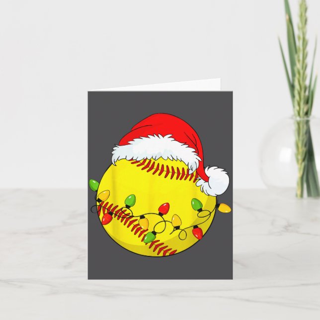 Cartão Christmas Softball Xmas Santa Srts Hat Mens Womens (Frente)