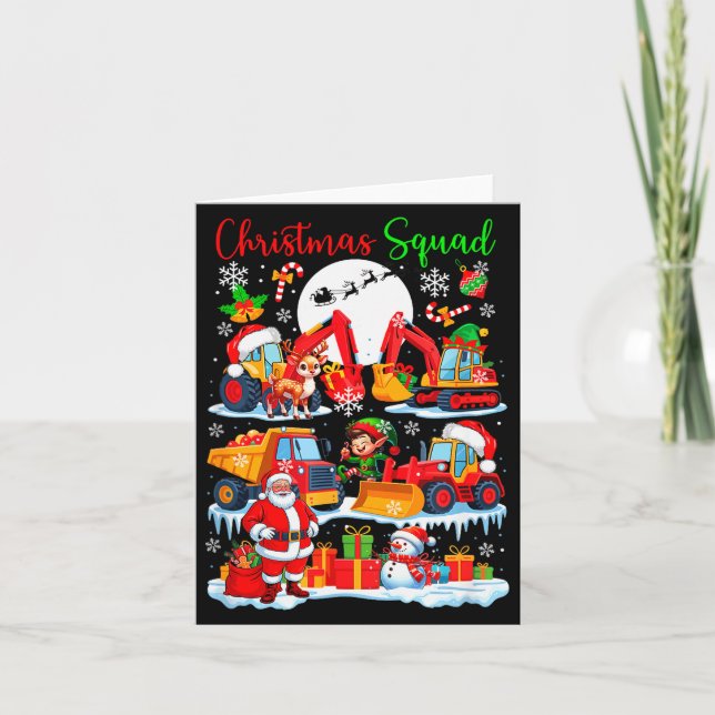 Cartão Christmas Squad Construction Trucks Excavators San (Frente)