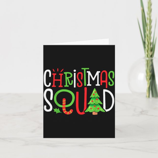 Cartão Christmas Squad Funny Xmas Tree Family Matching Pa (Frente)
