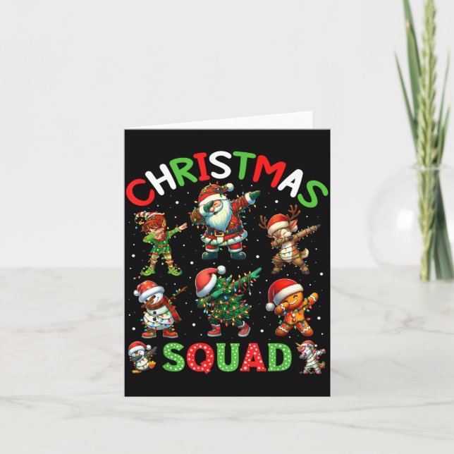 Cartão Christmas Squad Santa Dabbing Elf Family Matching  (Frente)