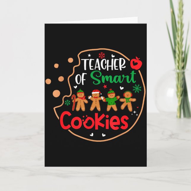 Cartão Christmas Teacher Of Smart Cookies Funny Cute Ging (Frente)