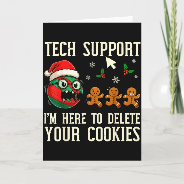 Cartão Christmas Tech Suprt Here To Delete Cookies It Men (Frente)