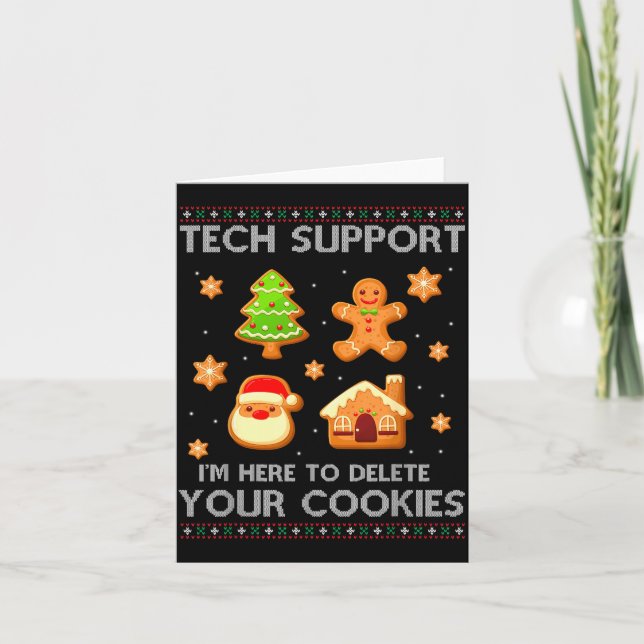 Cartão Christmas Tech Suprt Here To Delete Cookies Ugly S (Frente)