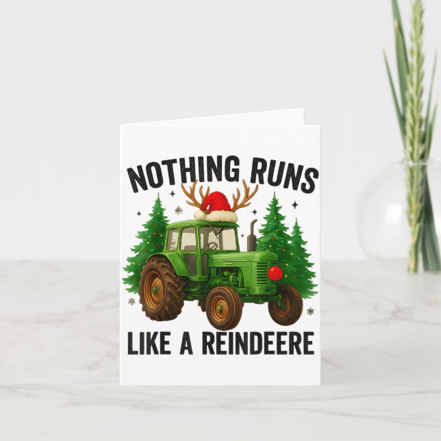 Cartão Christmas Tractor Farm Nothing Runs Like A Reindee (Frente)