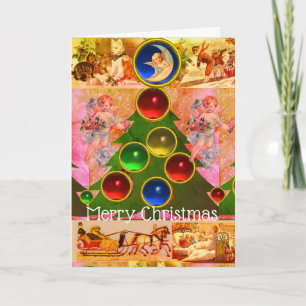 CARTÃO CHRISTMAS TREE,COLORFUL BALLS, ANGELS ,CHILDREN