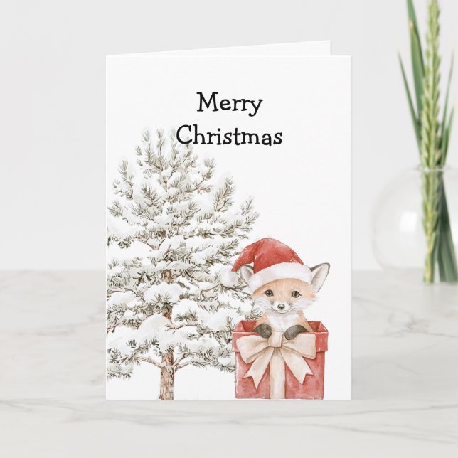 Cartão Christmas Tree Fox in a Box (Frente)